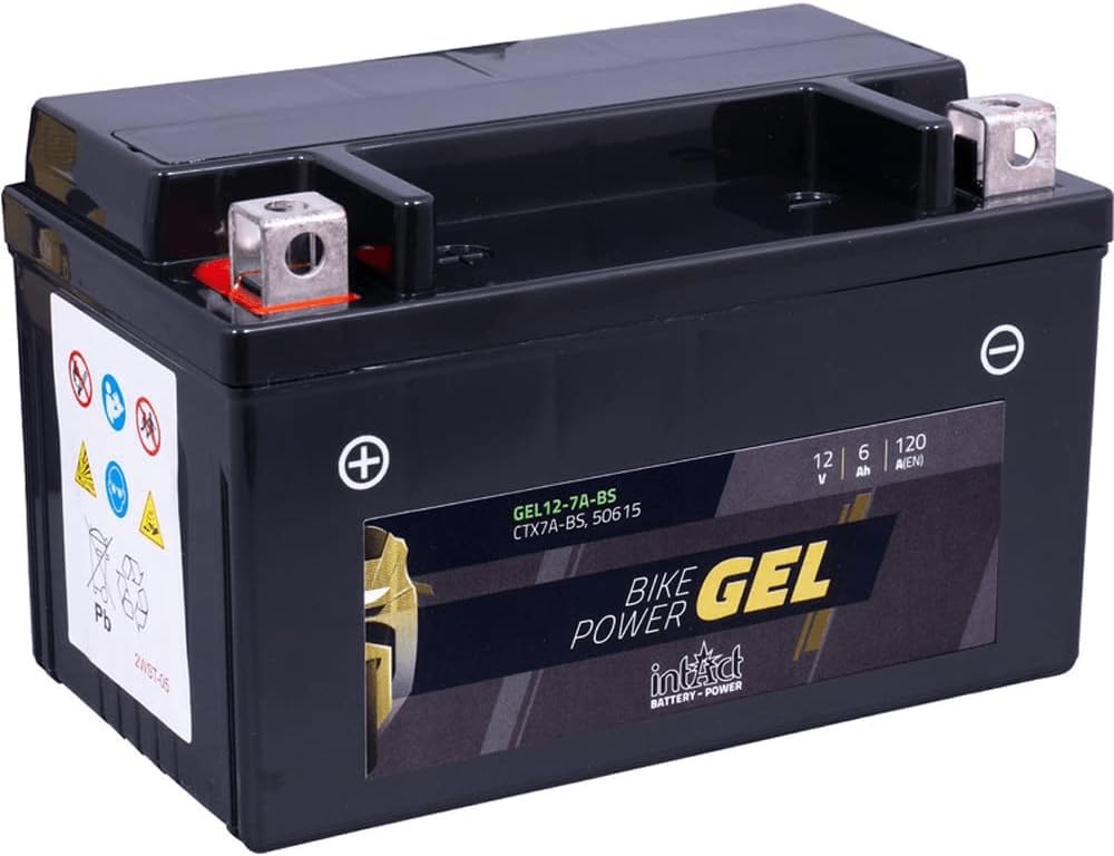 intAct - GEL MOTORRADBATTERIE Bike-Power GEL12-7A-BS. Ersetzt YTX7A-BS, YTX7A. Batterie 12V 6Ah 120A. Maße: 150x87x94mm. Mit bis zu 30% mehr Startleistung. von Intact