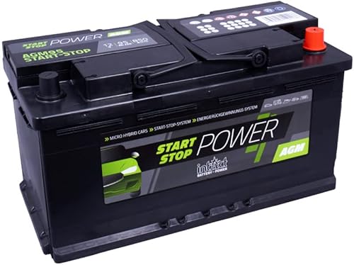 intAct Start-Stop-Power AGM95SS, wartungsfreie AGM Start Stopp Batterie, Autobatterie 12V 95Ah 850 A (EN), Schaltung 0 (Pluspol rechts), Maße (LxBxH): 353x175x190mm von Intact