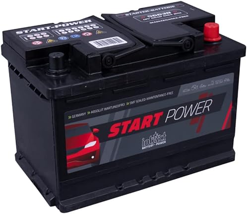 intAct Start-Power 56638GUG, wartungsarme Autobatterie 12V 66Ah 510 A (EN), Schaltung 0 (Pluspol rechts), Maße (LxBxH): 278x175x190mm von Intact