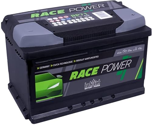 intAct Race-Power RP71, 15% mehr Startleistung, wartungsfreie Autobatterie 12V 71Ah 670 A (EN), Schaltung 0 (Pluspol rechts), Maße (LxBxH): 278x175x175mm von Intact