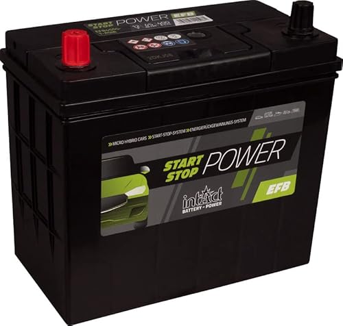intAct Start-Stop-Power EFB45SS-1-ASIA, wartungsfreie EFB Start Stopp Batterie, Autobatterie 12V 45Ah 400 A (EN), Schaltung 1 (Pluspol links), Maße (LxBxH): 237x127x225mm von Intact