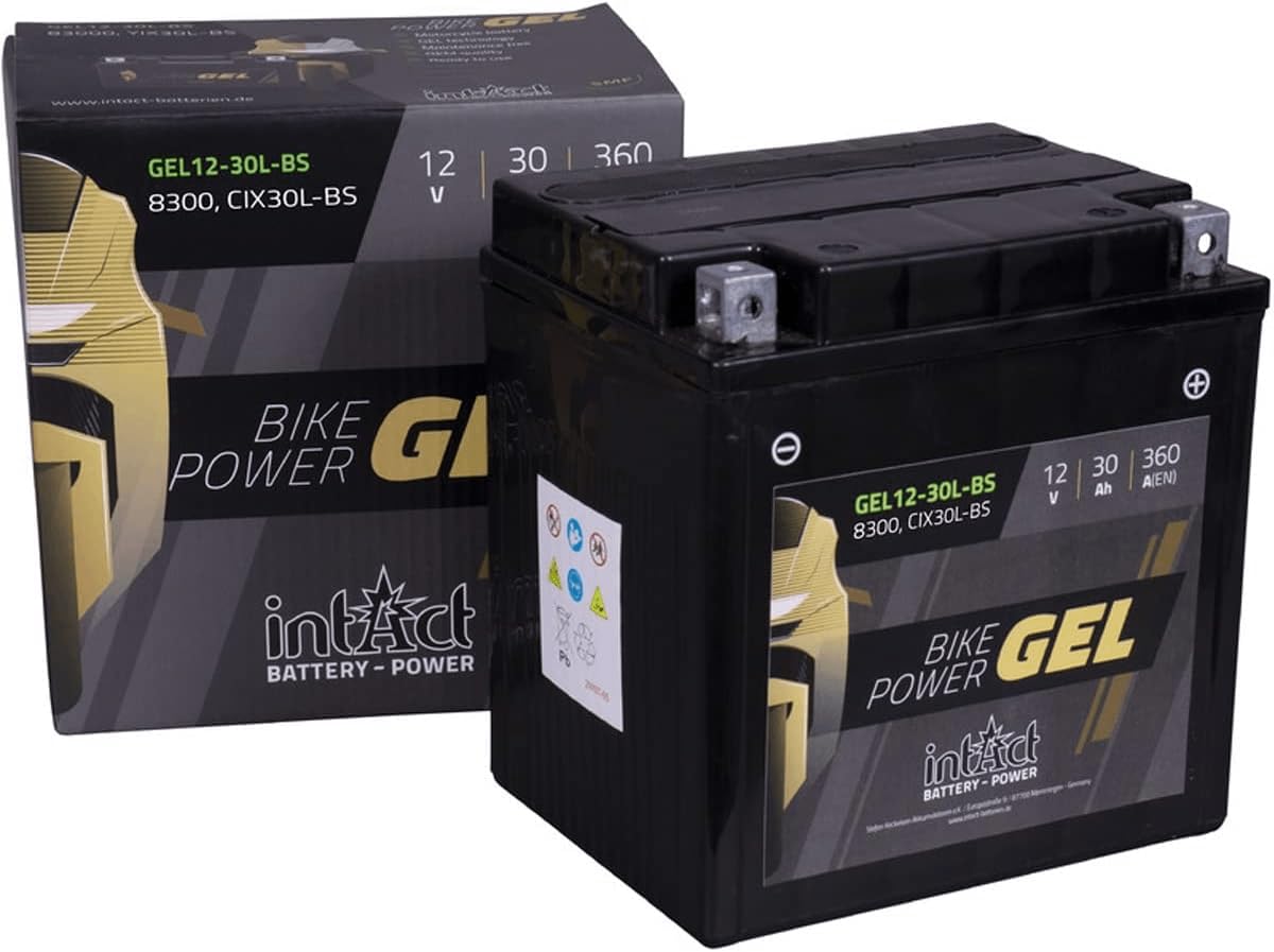 intAct - GEL MOTORRADBATTERIE Bike-Power GEL12-30L-BS. Ersetzt YIX30HL-BS, YIX30L, YIX30L-BS, YIX30L-PW, YB30L-B, GYZ32HL. Motorradbatterie 12V 30Ah 360A. Maße: 169x131x174mm intAct - GEL MOTORRADBATTERIE Bike-Power GEL12-30L-BS. Ersetzt YIX30HL-BS, YIX30L, YIX30L-BS, YIX30L-PW, YB30L-B, GYZ32HL. Motorradbatterie 12V 30Ah 360A. Maße: 169x131x174mm von Intact