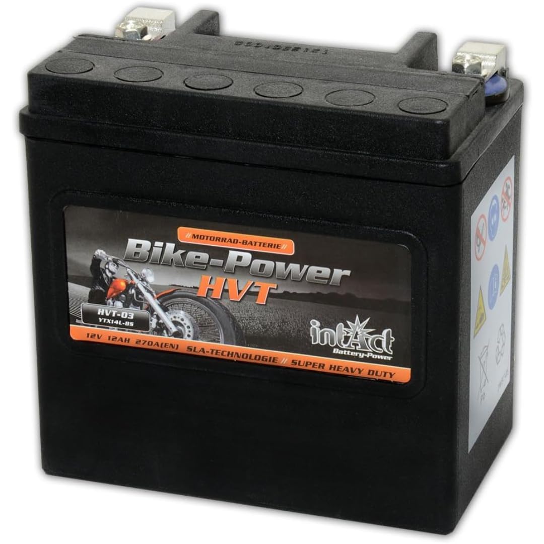 intAct - HVT-03 MOTORRADBATTERIE - Motorrad Batterie perfekt für Harley Davidson & andere hubraumstarke 2-Zylinder. Bike Power HVT-03, CTX14L-BS, 65958-04A, 12V Batterie, 14 AH, 250 A. 150x87x145mm von Intact