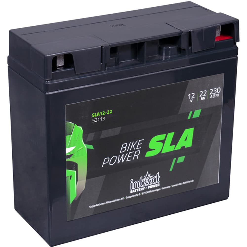 intAct - AGM MOTORRADBATTERIE | Batterie für Roller, Motorrad, Quad, Rasentraktor. Wartungsfreier & auslaufsicherer Akku | SLA12-22, 52113, 12V Batterie, 22 AH (c20), 230 A (EN) | Maße: 185x80x170mm intAct - AGM MOTORRADBATTERIE | Batterie für Roller, Motorrad, Quad, Rasentraktor. Wartungsfreier & auslaufsicherer Akku | SLA12-22, 52113, 12V Batterie, 22 AH (c20), 230 A (EN) | Maße: 185x80x170mm von Intact