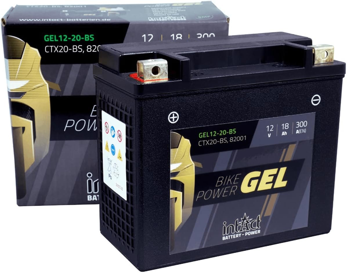 intAct - GEL MOTORRADBATTERIE Bike-Power GEL12-20-BS. Ersetzt YTX20-BS, GYZ20H. Motorradbatterie 12V 18Ah 300A. Maße: 175x87x155mm. Mit bis zu 30% mehr Startleistung. intAct - GEL MOTORRADBATTERIE Bike-Power GEL12-20-BS. Ersetzt YTX20-BS, GYZ20H. Motorradbatterie 12V 18Ah 300A. Maße: 175x87x155mm. Mit bis zu 30% mehr Startleistung. von Intact
