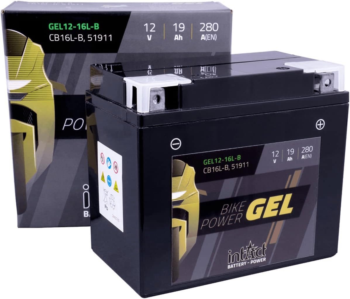 intAct Bike-Power GEL12-16L-B, CB16L-B, 51911, 12V 19 Ah, 280 A (EN), Hochwertige GEL-Motorradbatterie mit 30% mehr Startleistung, Wartungsfreie GEL-Batterie intAct Bike-Power GEL12-16L-B, CB16L-B, 51911, 12V 19 Ah, 280 A (EN), Hochwertige GEL-Motorradbatterie mit 30% mehr Startleistung, Wartungsfreie GEL-Batterie von Intact