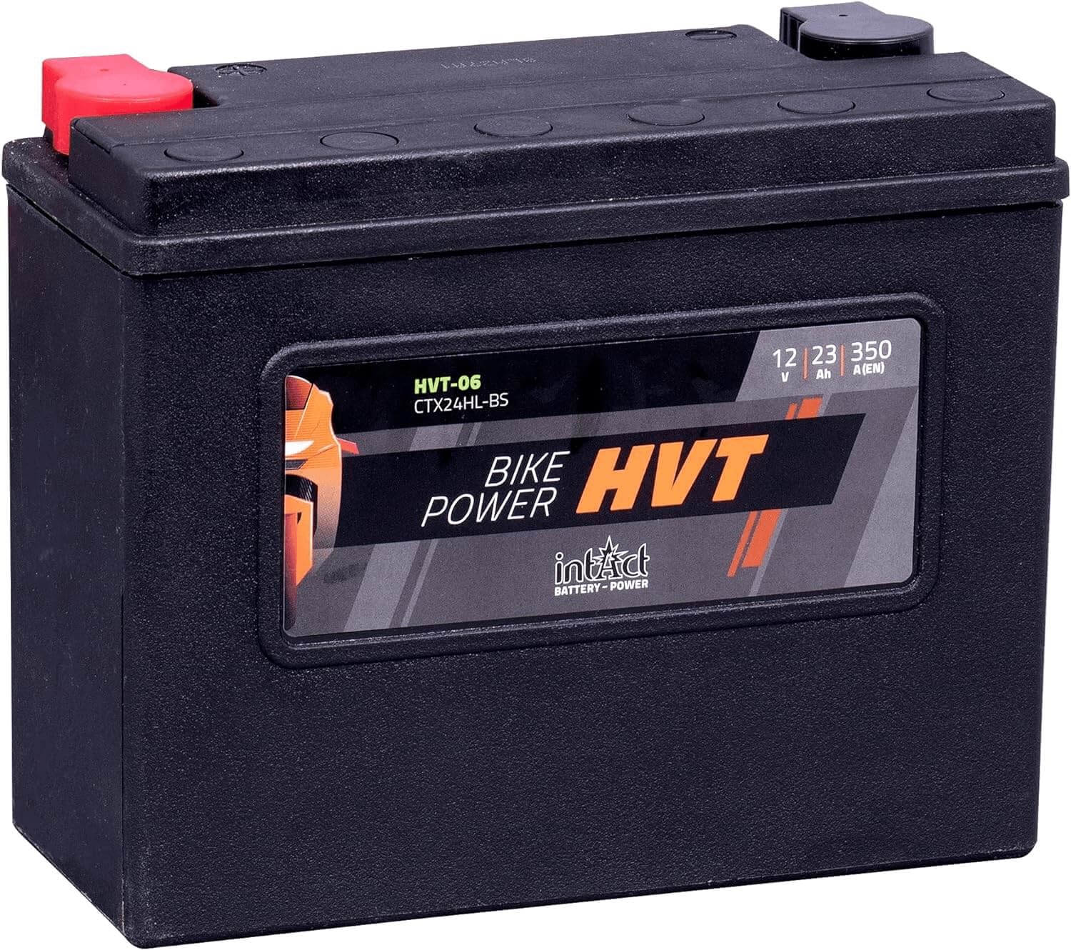 intAct - HVT-06 MOTORRADBATTERIE - Motorrad Batterie perfekt für Harley Davidson & andere hubraumstarke 2-Zylinder. Bike Power HVT-06, CTX24HL-BS, 66010-82B, 12V Batterie, 23 AH, 350 A. 205x87x162mm intAct - HVT-06 MOTORRADBATTERIE - Motorrad Batterie perfekt für Harley Davidson & andere hubraumstarke 2-Zylinder. Bike Power HVT-06, CTX24HL-BS, 66010-82B, 12V Batterie, 23 AH, 350 A. 205x87x162mm von Intact