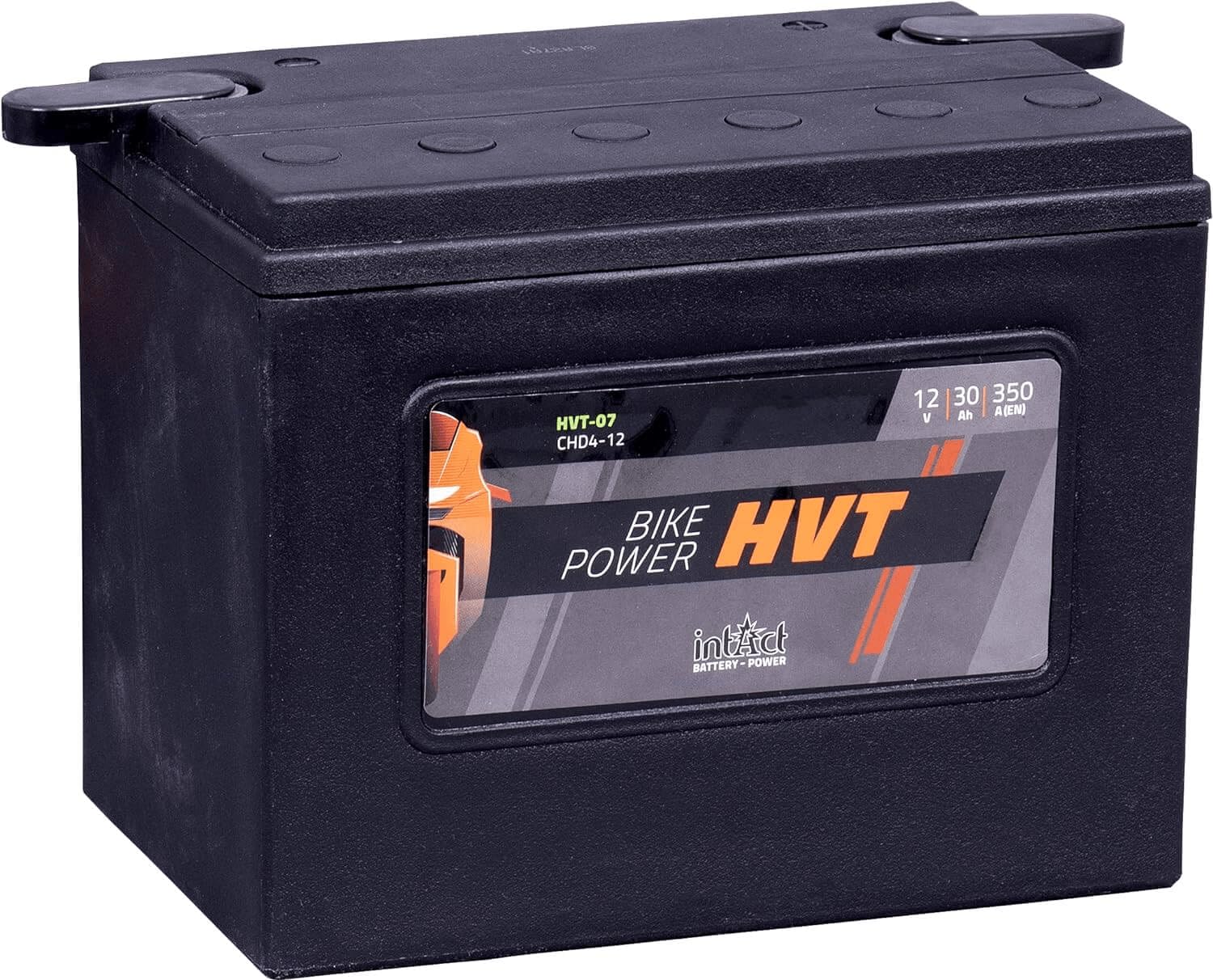 intAct - HVT-07 MOTORRADBATTERIE - Motorrad Batterie perfekt für Harley Davidson & andere hubraumstarke 2-Zylinder. Bike Power HVT-07, CHD4-12, 66007-84, 12V Batterie, 30 AH, 350 A. 205x130x165mm intAct - HVT-07 MOTORRADBATTERIE - Motorrad Batterie perfekt für Harley Davidson & andere hubraumstarke 2-Zylinder. Bike Power HVT-07, CHD4-12, 66007-84, 12V Batterie, 30 AH, 350 A. 205x130x165mm von Intact