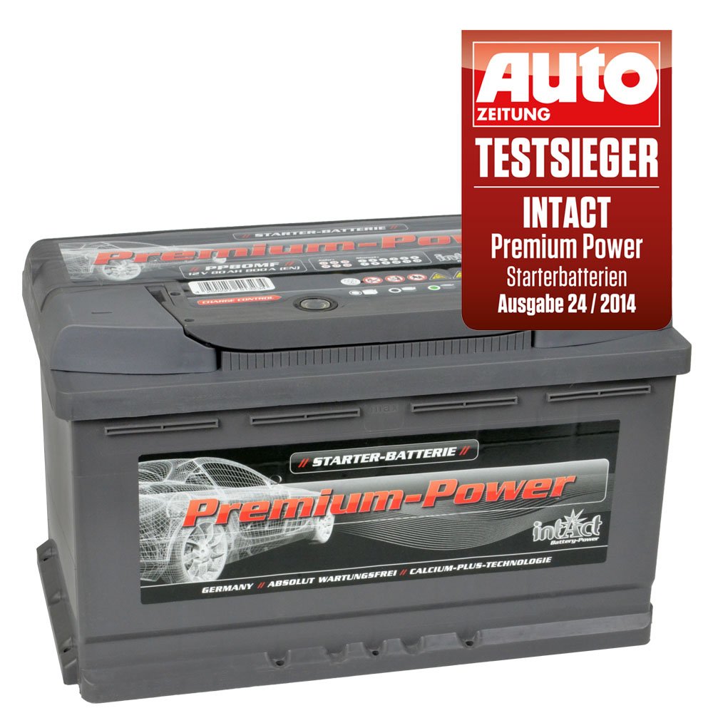 intAct Premium Starterbatterie 12V 90Ah 720A - Autobatterie mit 30% mehr Startleistung und Schnellladetechnik - auslaufsicher und wartungsfrei - Maße (LxBxH): 315x175x190mm, Pluspol rechts intAct Premium Starterbatterie 12V 90Ah 720A - Autobatterie mit 30% mehr Startleistung und Schnellladetechnik - auslaufsicher und wartungsfrei - Maße (LxBxH): 315x175x190mm, Pluspol rechts von Intact