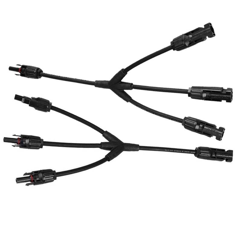 Intckwan Solarpanel Y Stecker(1 zu 3), Ip67, F/M/M/M und M/F/F/F, Solarpanel Kabel Anschlüsse Y Verteiler, Kompatibel mit 2,5mm2-6mm2 Photovoltaik Steckverbinder, Schwarz von Intckwan
