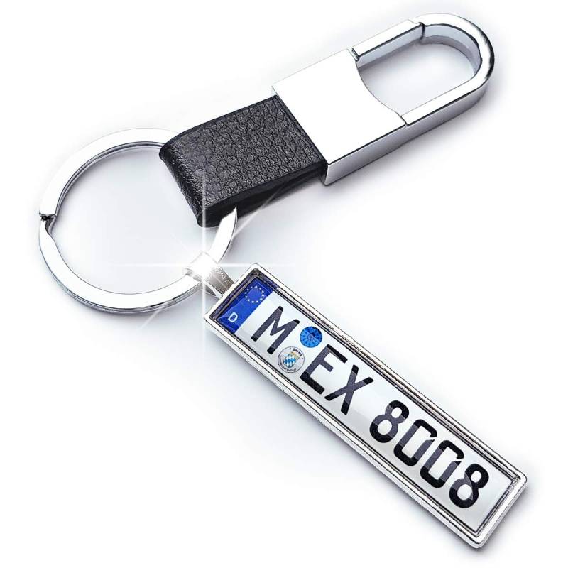 Schlüsselanhänger mit individuellem KFZ Kennzeichen und Karabinerhaken Nummernschild Autokennzeichen Personalisiert von Internetservice Timo Lindner