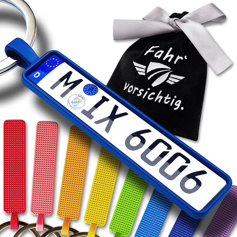 Personalisierter Farbiger Kennzeichen-Schlüsselanhänger Name Nummernschild Geschenk Auto Autokennzeichen Individuell von Internetservice Timo Lindner