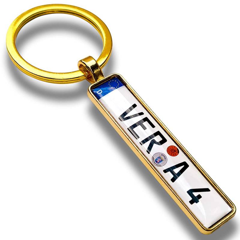 Schlüsselanhänger mit individuellem KFZ Kennzeichen Goldfarben Nummernschild Autokennzeichen Personalisiert Geschenk Auto Führerschein von Internetservice Timo Lindner