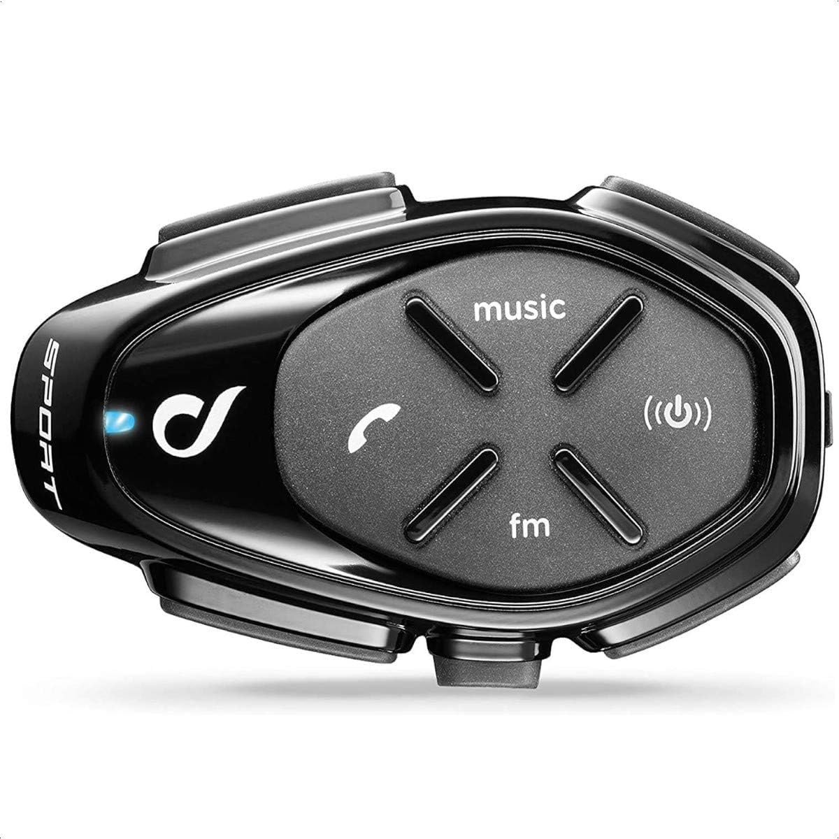 INTERPHONE CellularLine Sport | 1 Stück | Bluetooth-Kommunikationssystem für Motorräder - Bis zu 4 Reiters, 1Km Reichweite - 20 Sprechzeit, 40 Tage Standby-Zeit - Radio Fm - GPS - MP3 - Waterproof von Interphone