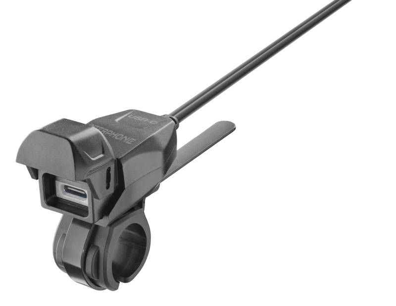 INTERPHONE - Kit Alimentazione da Manubrio Tubolare Moto Presa USB type C con Interruzione di Corrente - Cappuccio di protezione - Output DC 5V- 2A - Cavo 170 cm von Interphone