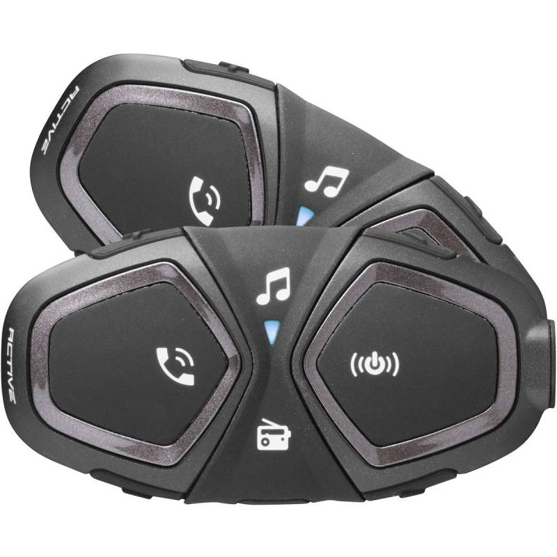 Interphone Active - Doppelpack - Bluetooth-Kommunikationssystem für Motorräder - Bis zu 4 Reiters, 1Km Reichweite - 15 Std Sprechzeit - Radio Fm - GPS - MP3 - Waterproof IP67 von Interphone