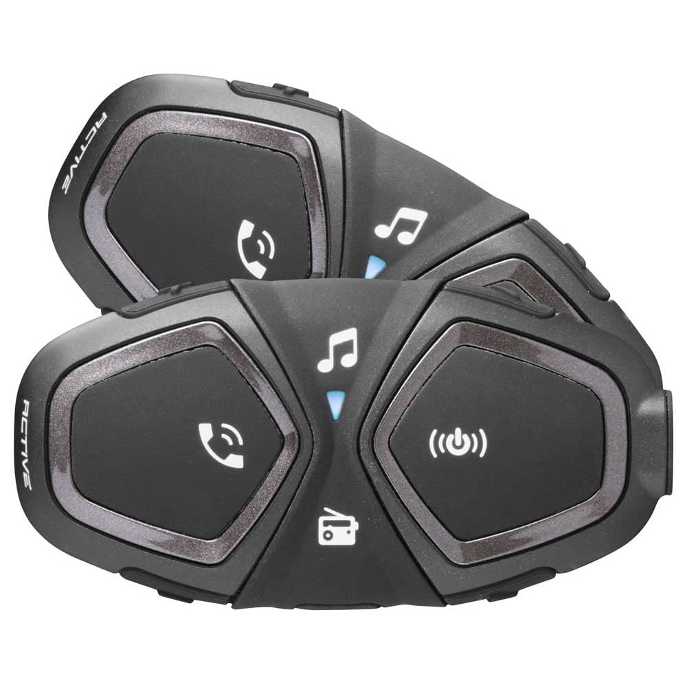 Interphone Active - Doppelpack - Bluetooth-Kommunikationssystem für Motorräder - Bis zu 4 Reiters, 1Km Reichweite - 15 Std Sprechzeit - Radio Fm - GPS - MP3 - Waterproof IP67 von Interphone