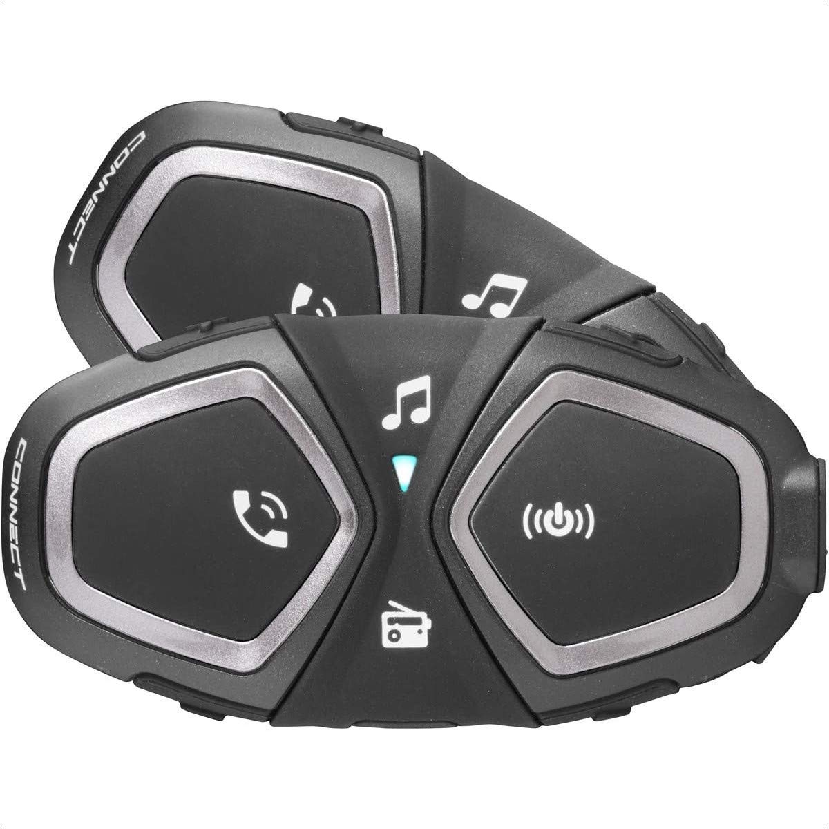 INTERPHONE Connect - Doppelpack - Bluetooth-Kommunikationssystem für Motorräder - Bis zu 2 Reiters, 300Mt Reichweite - 12 Std Sprechzeit, 40 Tage Standby-Zeit - Radio - GPS - Waterproof IP67 von Interphone