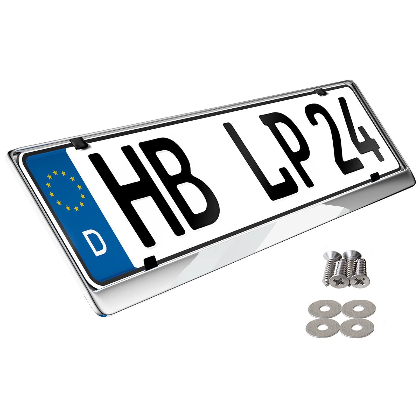 L&P Car Design GmbH L&P A199-1 Stück Kennzeichenhalter Edelstahl poliert Nummerschildhalter V2A spiegelpoliert 100% Edelstahl INOX C.4580 (1) von L & P Car Design