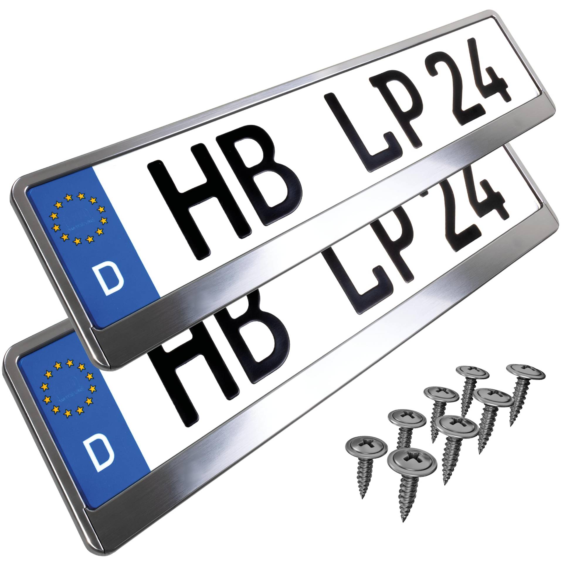 L & P Car Design L&P A173 2 STK Kennzeichenhalter Nummernschildhalter Chrom gebürstet Kennzeichenhalterung Nummernschildhalterung Halter Kennzeichen Nummernschild L & P Car Design L&P A173 2 STK Kennzeichenhalter Nummernschildhalter Chrom gebürstet Kennzeichenhalterung Nummernschildhalterung Halter Kennzeichen Nummernschild von L & P Car Design