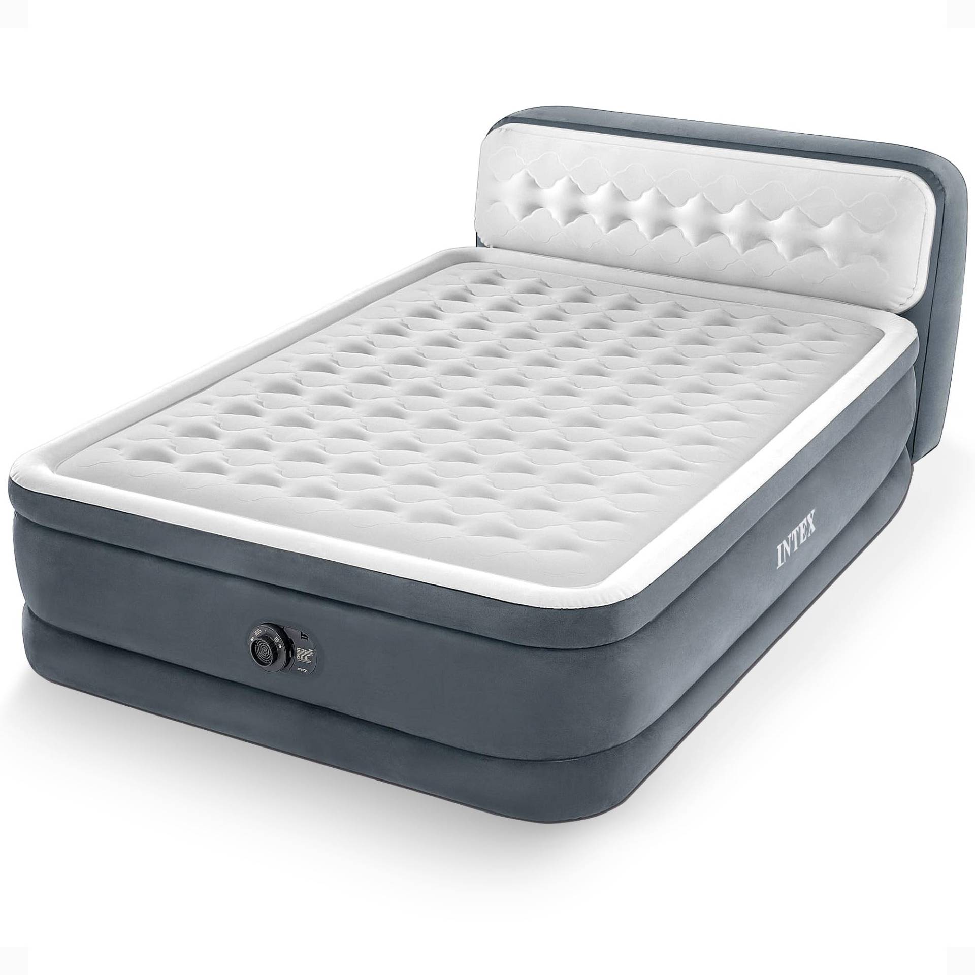 Intex 64447ED Dura Beam Elevated Fiber Tech Soft Air Mattress Bed with Built in Pump, Ultra Plush Headboard, and Portable Storage Carrying Case, Queen Intex 64447ED Dura Beam Elevated Fiber Tech Soft Air Mattress Bed with Built in Pump, Ultra Plush Headboard, and Portable Storage Carrying Case, Queen von Intex
