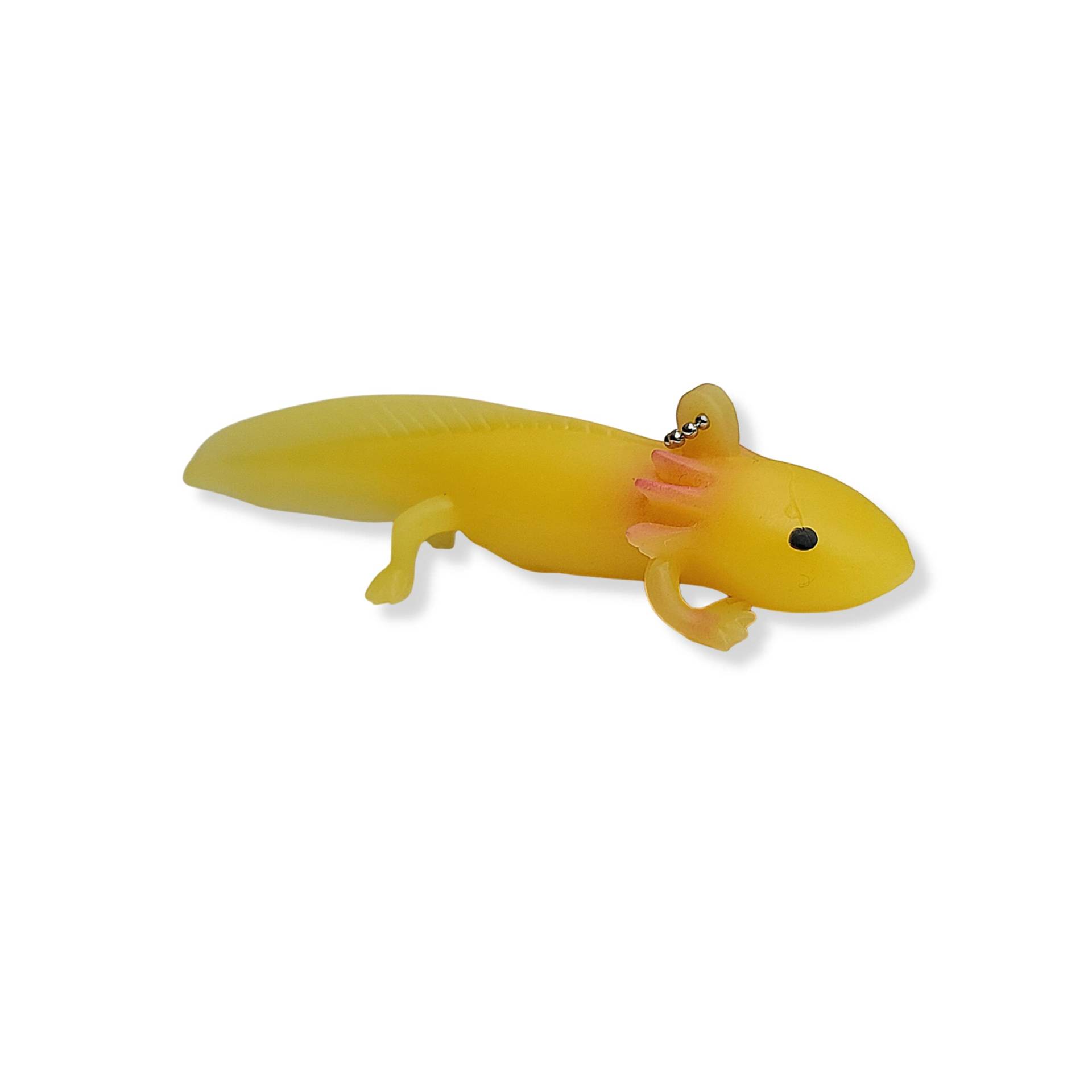 Invert Aquatics Axolotl Schlüsselanhänger – aus weichem und dehnbarem Silikon, gelb, Medium (4") von Invert Aquatics