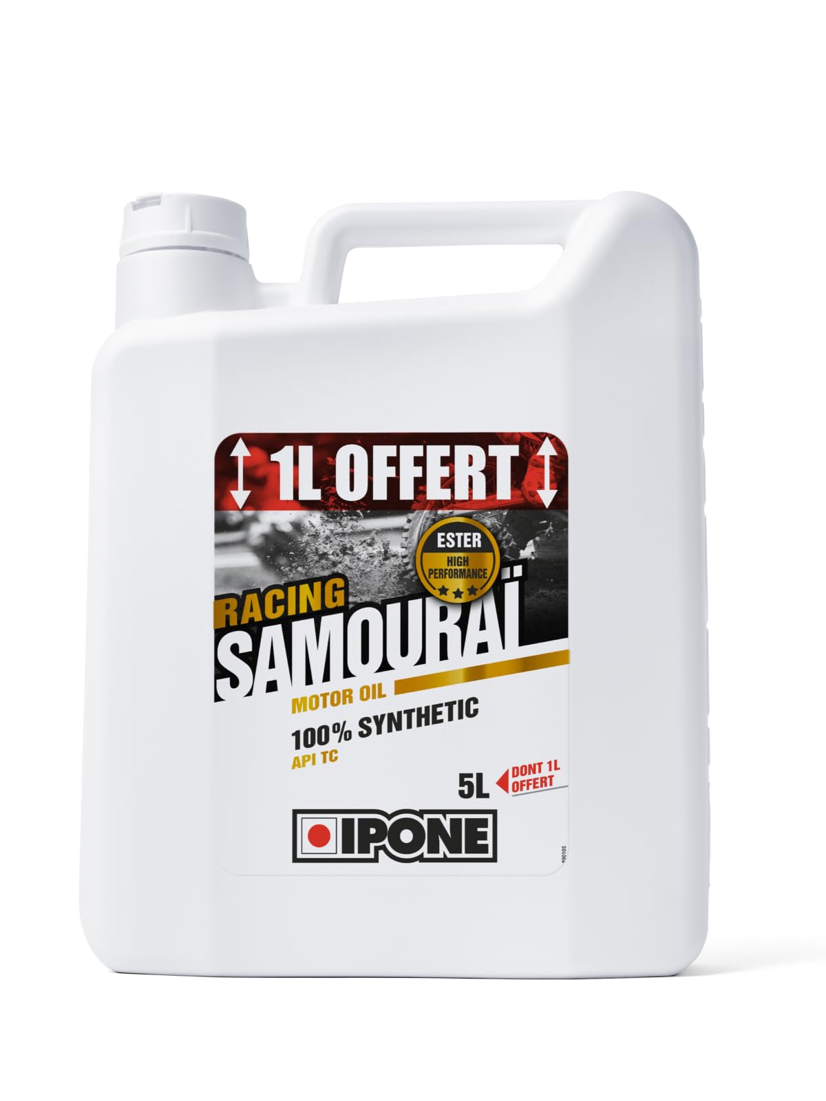 Ipone - Motorenöl Motorrad 2 Zeit Samurai Racing - 100% Synthetik mit Estern - Hochleistungsschmiermittel - Kanister 4 Liter + 1 Liter von Ipone