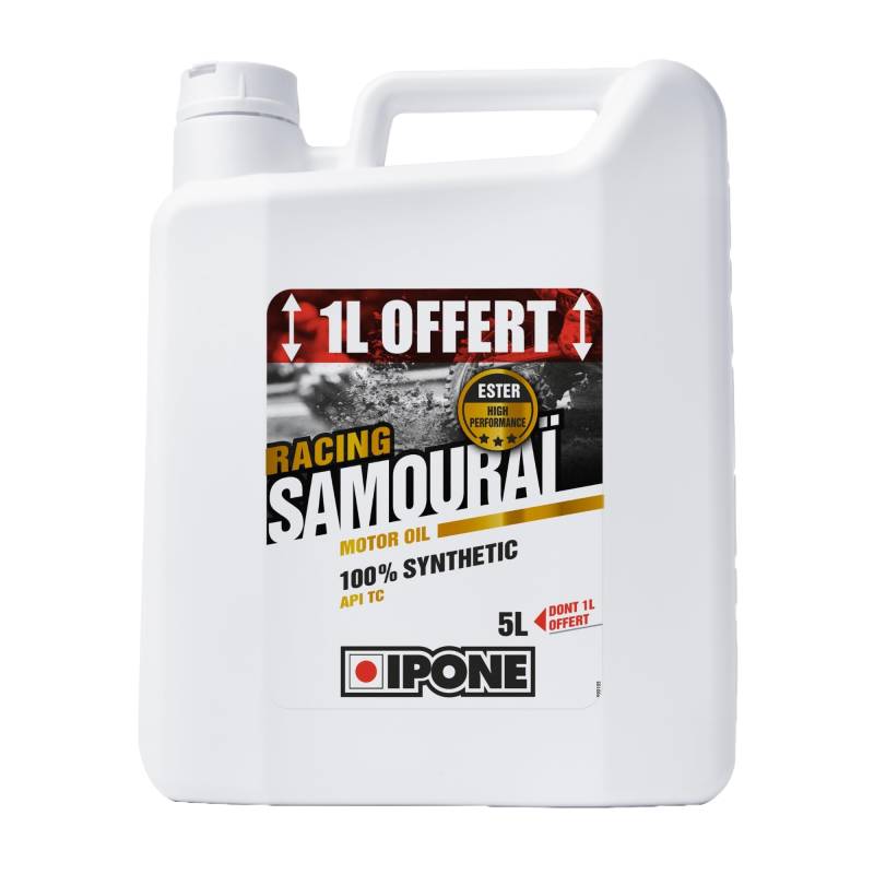 Ipone - Motorenöl Motorrad 2 Zeit Samurai Racing - 100% Synthetik mit Estern - Hochleistungsschmiermittel - Kanister 4 Liter + 1 Liter von IPONE
