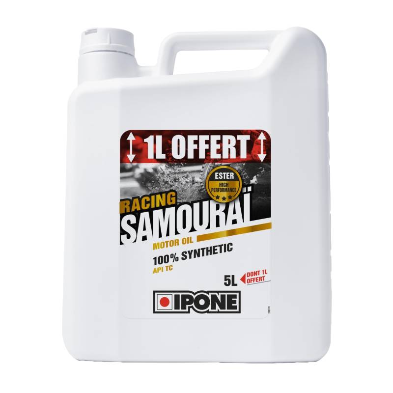 Ipone - Motorenöl Motorrad 2 Zeit Samurai Racing - 100% Synthetik mit Estern - Hochleistungsschmiermittel - Kanister 4 Liter + 1 Liter von Ipone