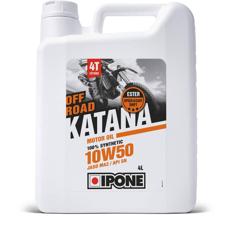 Ipone - Motoröl 4-Takt-Motorrad 10W50 Katana Off Road -100% synthetisch mit Estern - Schnelles und präzises Schalten - 4L-Kanister von Ipone