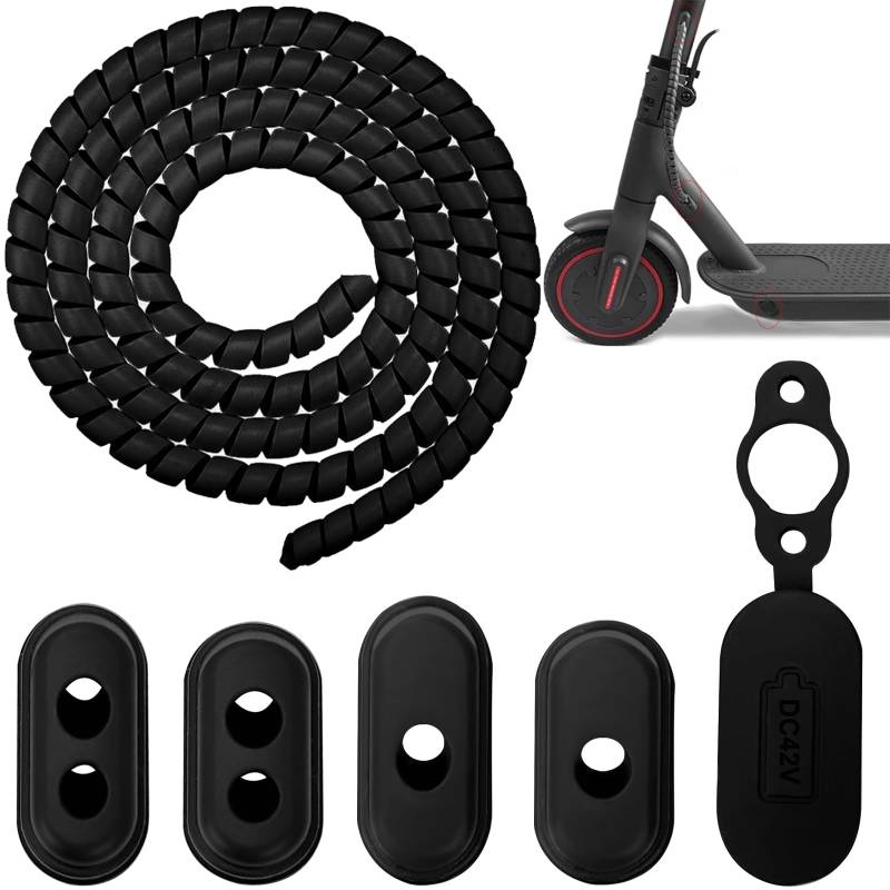 5stk Ladeanschlusskappe Für Elektroroller, Elektroroller Ladeanschluss wasserdichte Abdeckung, Ladeanschlusskappe Kompatibel mit Xiaomi 1S/M365/Pro Elektro Scooter, mit 100 cm Kabelschutzschlauch von Irenwarl