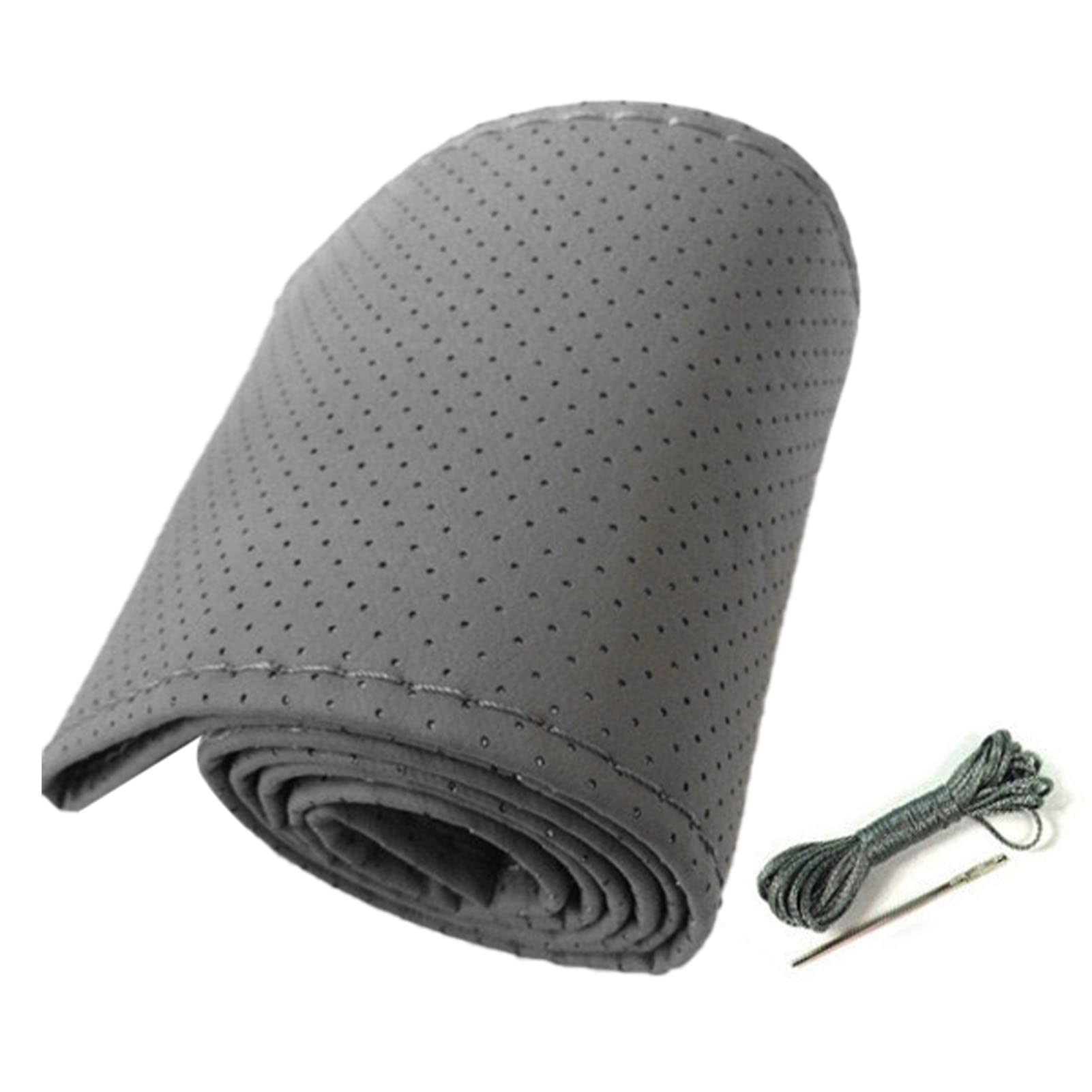 Universelle Lenkradabdeckung Handnähung Mikrofaser -Leder -Autozubehör Autozubehör Fahrzeugzubehör mit Nadel und Faden für Einen Durchmesser von 38 cm (Grau) von Irfora