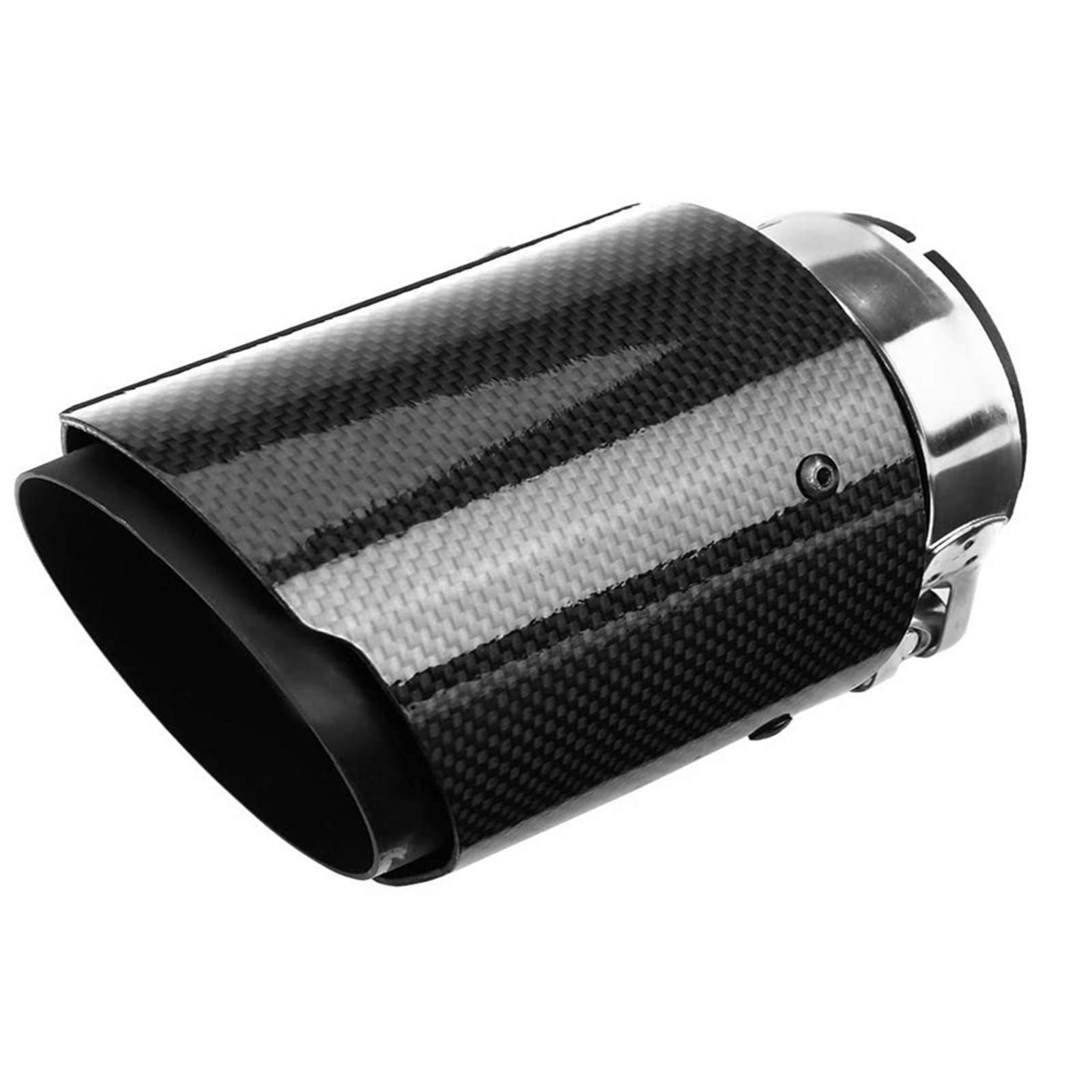 63mm Auspuffspitzen Auspuff Hintere Exhaust Tailpipe Edelstahl und Kohlefaser Auto Auspuffrohr Endrohr Universal (Schwarz) von Iriisy