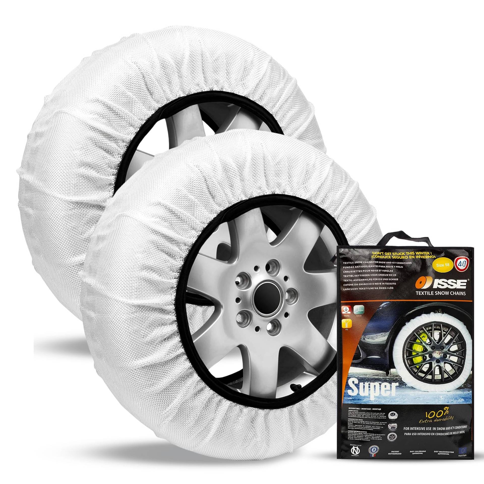 ISSE Super T-54 Textil Schneeketten für Autos - Homologierte - EN 16662-1 - Hochsichere, leicht installierbare Textil Schneeketten für Autos - Rutschfeste, strapazierfähige Ketten - Set mit 2 Ketten ISSE Super T-54 Textil Schneeketten für Autos - Homologierte - EN 16662-1 - Hochsichere, leicht installierbare Textil Schneeketten für Autos - Rutschfeste, strapazierfähige Ketten - Set mit 2 Ketten von Isse