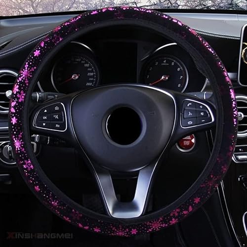 Istn Auto Lenkradabdeckung Glänzende Schneeflocke 4 Farben Anti-Slip Niedlich Für 15 Zoll Frauen Rosa von ISTN