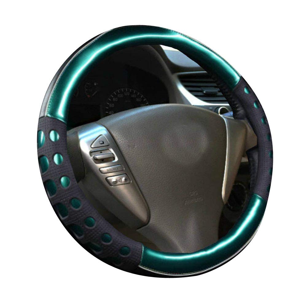 Istn Unisexs hochwertiger langlebiger Kunstleder Material und Rutschfestigkeit Universal Lenkradabdeckung Grün Auto Zubehör Dekor von ISTN