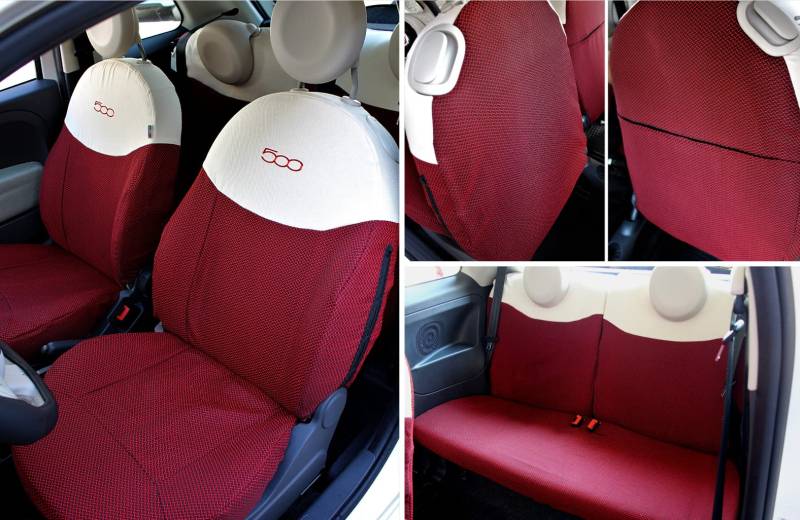 Italfodere Sitzbezüge passend für Fiat 500 Komplettset (Rot/Ecrù) von Italfodere