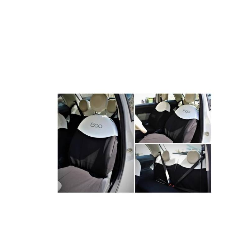 Italfodere - Autositzbezüge vorne und hinten - Kompatibel mit Fiat 500 - Handgefertigt - Baumwolle - Schaumstoff - Polyester - Autozubehör - Made in Italy - (Schwarz/Weiß) von Italfodere