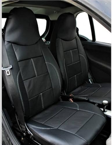 Italfodere - Sitzbezüge aus schwarzem Leder kompatibel mit Smart Fortwo 450/451 - Vorne - Handgefertigt - Elegant und langlebig - Autozubehör - Made in Italy von Italfodere