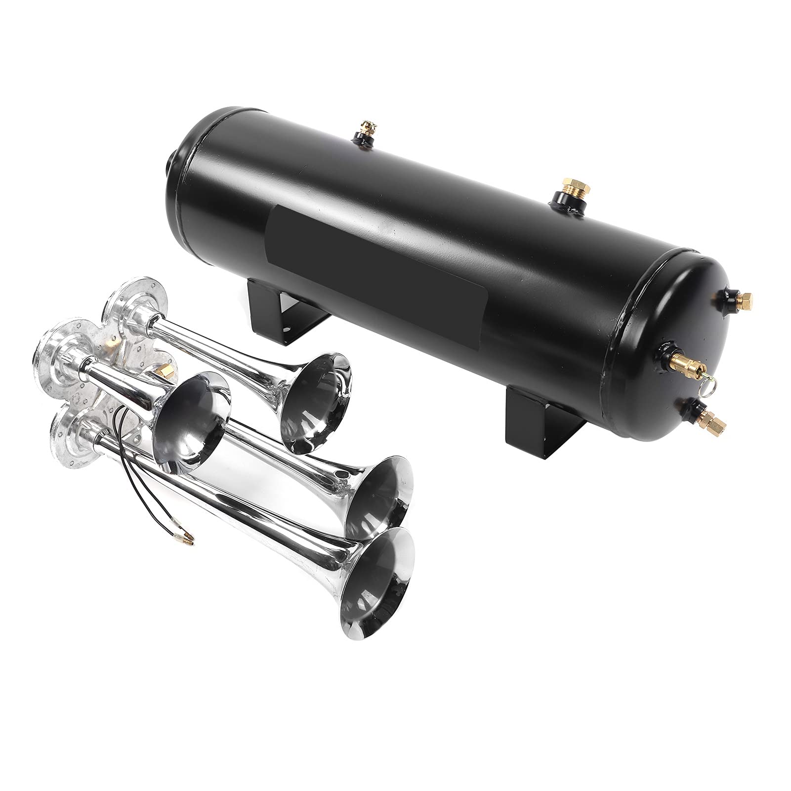 4 Trompetenlufthorn -Kompressor -Kit, Leistungsstarkes 150 DB Sound, Edelstahl für Boot Yacht Car Pickup, Universelle Passform mit 200psi, Breite Anwendung, Einfache Installation von Itonash