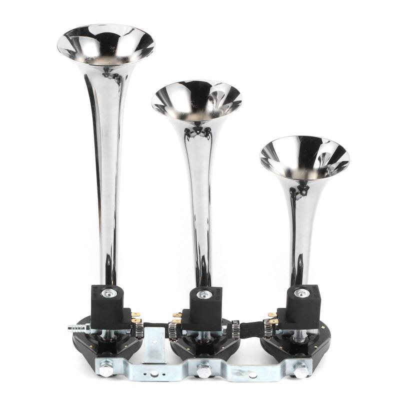 8 Sounds KX-4012A Metal Air Hörner, 120 DB Super Laut 3 Röhren Trompete mit Universal für Autowagen, Exquisites Dekor für Große Lastwagen, Roller, die Meisten Motorräder/Mopeds von Itonash