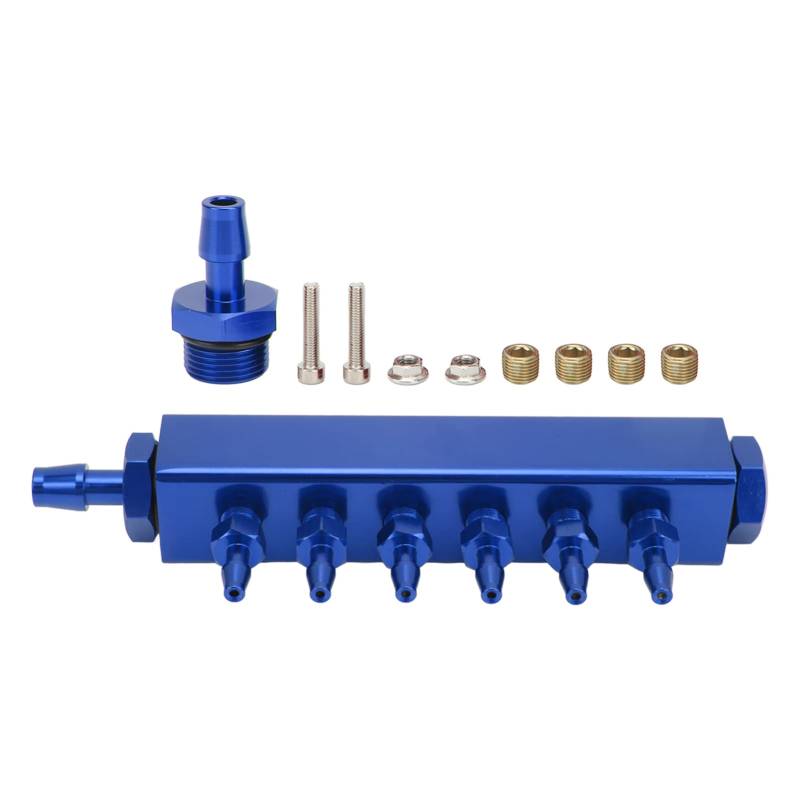 Itonash 6 Port Vakuum Krümmer Kit Turbo Boost Ansaug Krümmer Kit Entworfen, mit 6 Port Vakuum Block für Auto-LKW Turbos Boost Controller Map Sensor Ventil (Blau) von Itonash