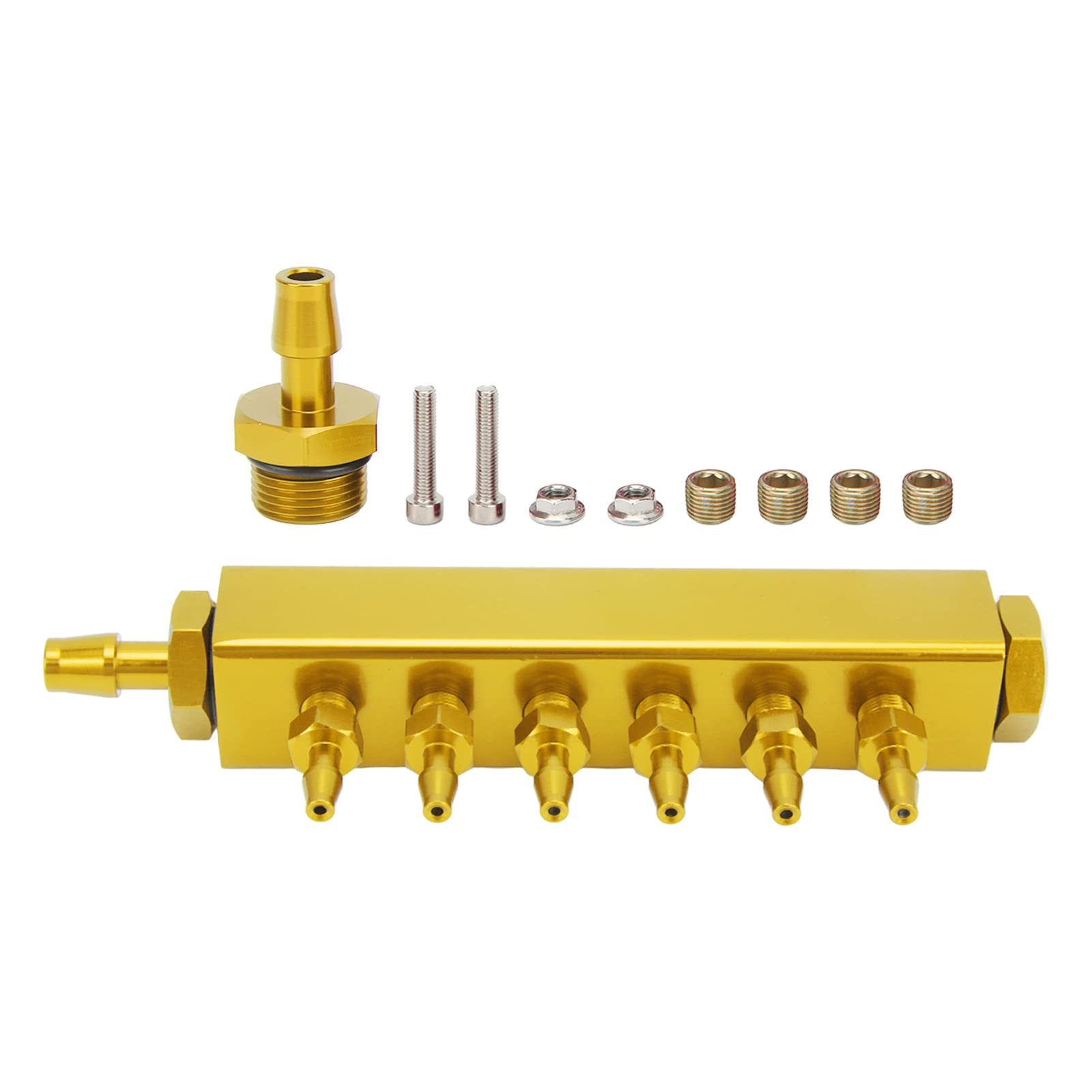 Itonash 6 Port Vakuum Krümmer Kit Turbo Boost Ansaug Krümmer Kit Entworfen, mit 6 Port Vakuum Block für Auto-LKW Turbos Boost Controller Map Sensor Ventil (Gold) von Itonash