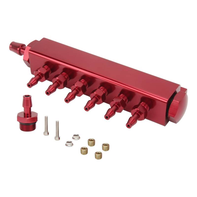 Itonash 6 Port Vakuum Krümmer Kit Turbo Boost Ansaug Krümmer Kit Entworfen, mit 6 Port Vakuum Block für Auto-LKW Turbos Boost Controller Map Sensor Ventil (Rot) von Itonash