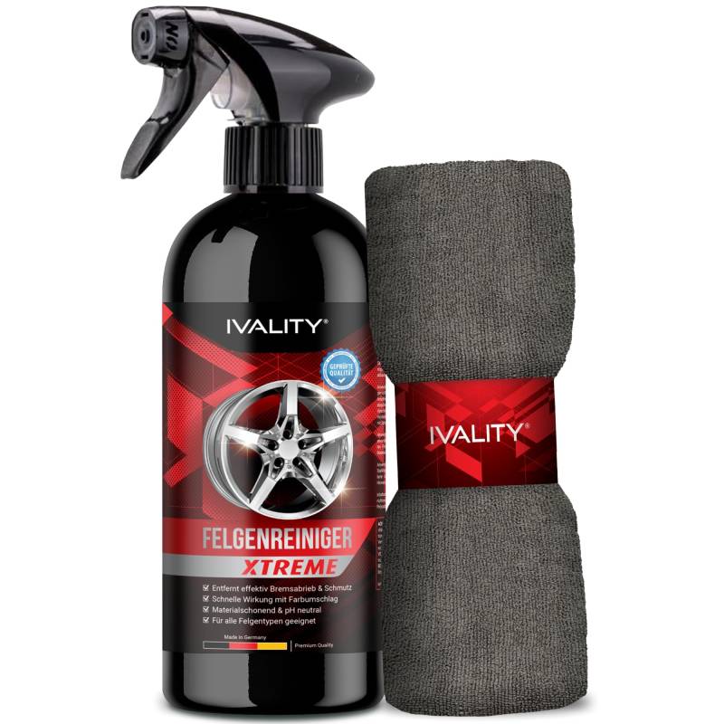 Ivality® Premium Felgenreiniger - kraftvolle Felgen Reinigung - besonders materialschonend - mit Farbumschlag -Auto Felgenreiniger Alufelgen Reiniger Felgen-Reiniger - Made IN Germany von Ivality