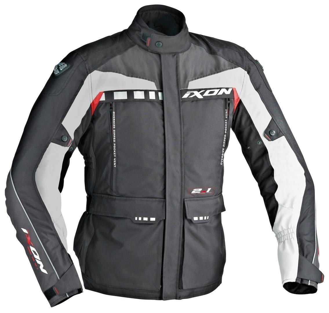 Ixon 1484_19111 Motorradjacken - Corsica, Noir/Gris/Rouge, L von IXON