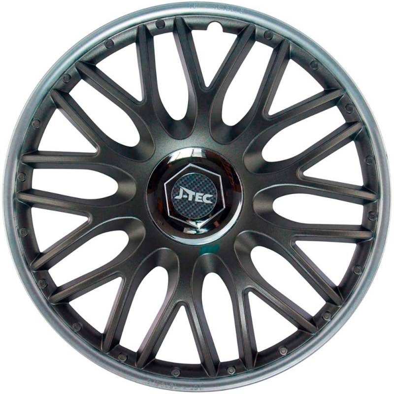 Satz J-Tec Radzierblenden Orden SR 14-Zoll Grau/Silber + Chrom Ringe von AUTO-STYLE