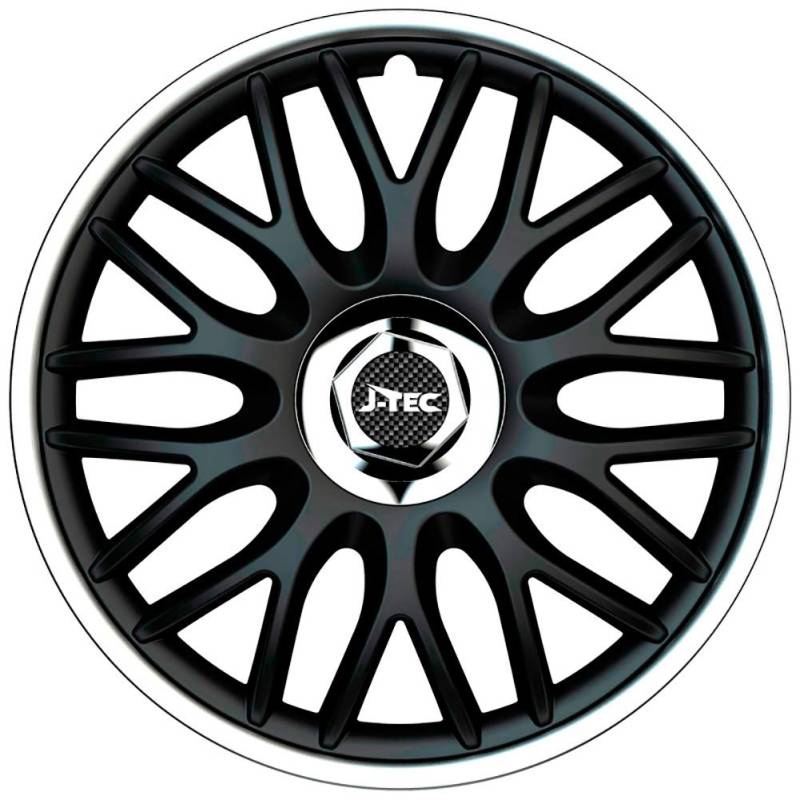 Satz J-Tec Radzierblenden Orden R 15-Zoll Schwarz/Silber + Chrom Ringe von AUTO-STYLE