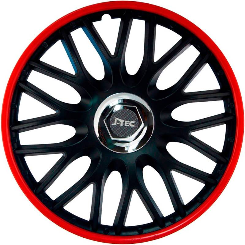 Satz J-Tec Radzierblenden Orden R 16-Zoll Schwarz/Rot + Chrom Ringe von AUTO-STYLE