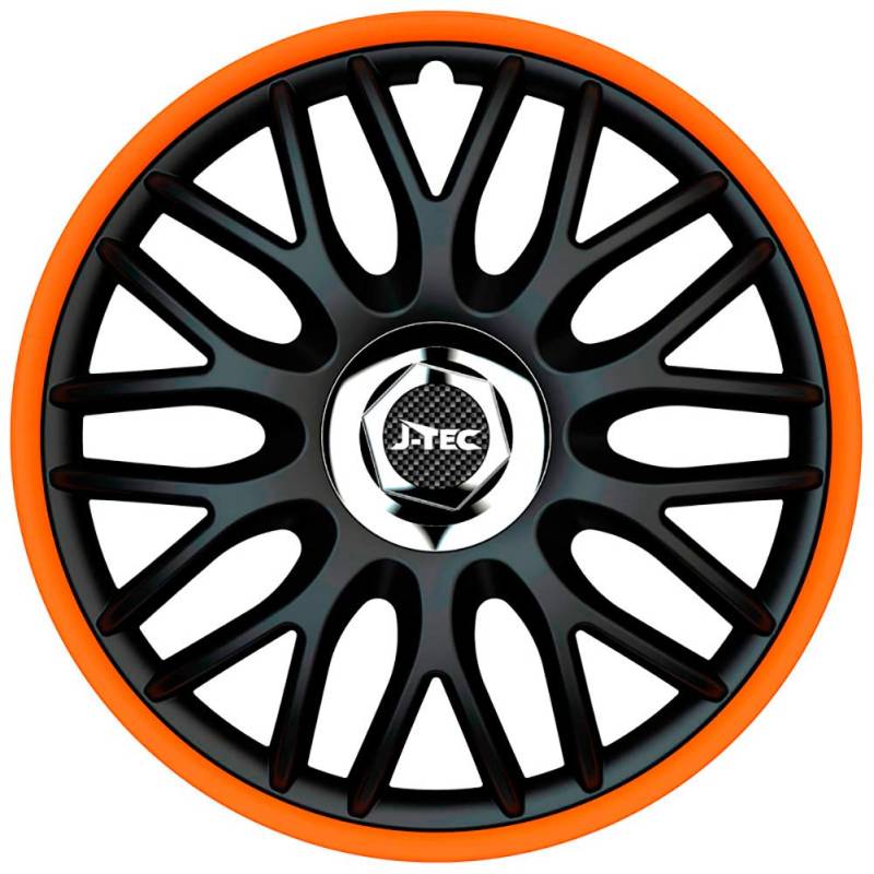 Satz J-Tec Radzierblenden Orden R 16-Zoll Schwarz/Orange + Chrom Ringe von AUTO-STYLE
